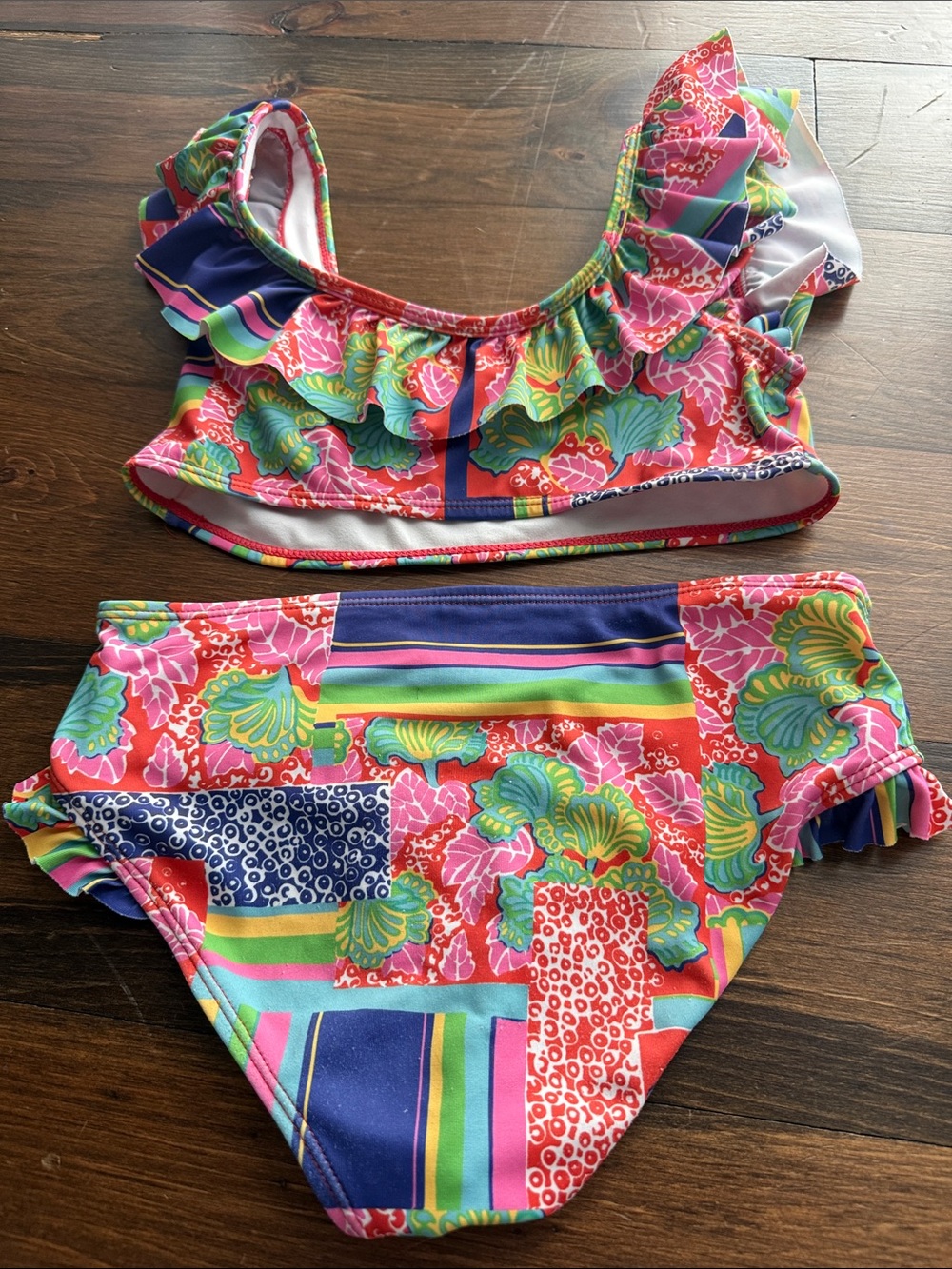 Girls' Multicolor Ruffle Two-Piece Swim Set - - Picture 3 of 4